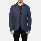 Suros Blue Leather Blazer Jacket